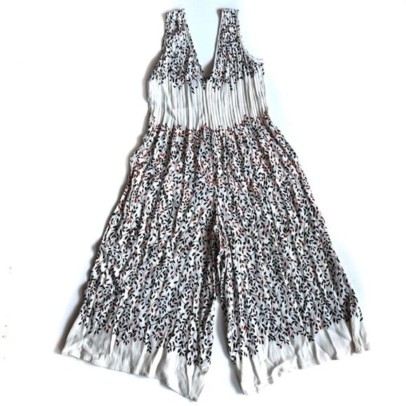 Elevenses Anthropologie Arboreta Cream & Floral Wide Leg Jumpsuit/Romper - S - Picture 4 of 13